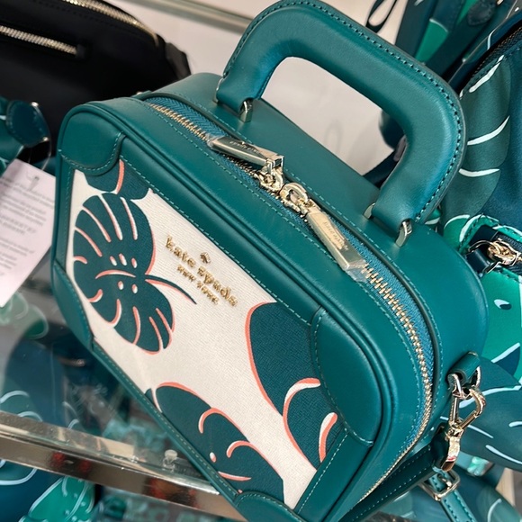 Kate Spade monstera leaves traveler trunk crossbody bag - Picture 14 of 16